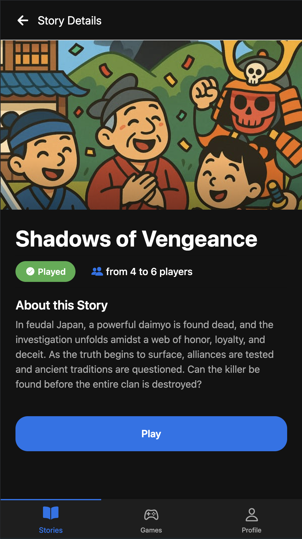 Murder Dinner Club App